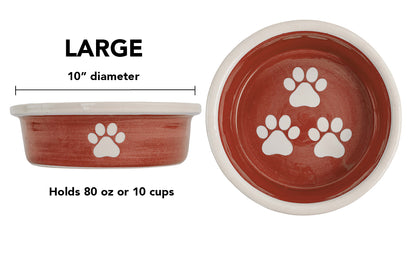 Pawsome Collection - Handmade Ceramic Pet Bowl with Custom Color and White Paw Prints