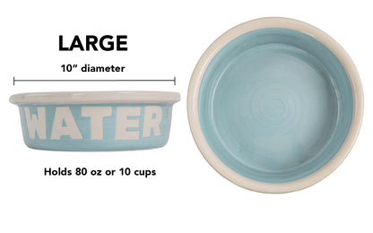 Block Letter Collection (Water) - Handmade Ceramic Pet Bowl with Block Letters