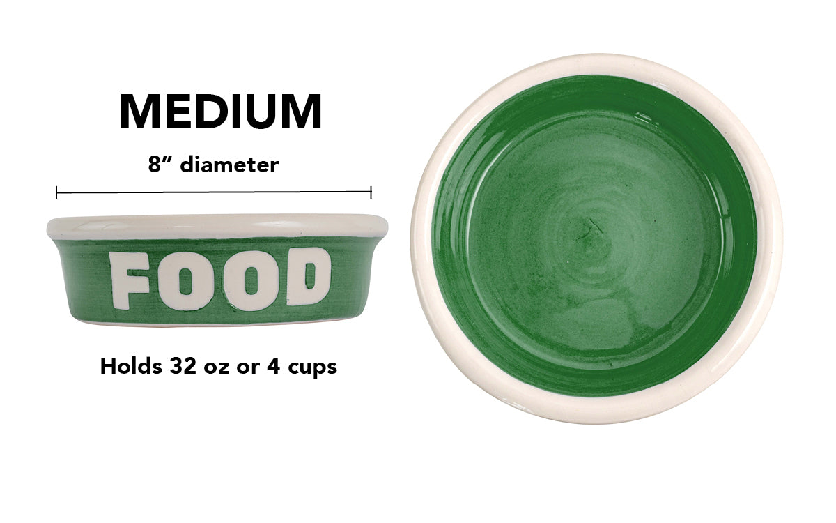 Block Letter Collection (Food) - Handmade Ceramic Pet Bowl with Block Letters