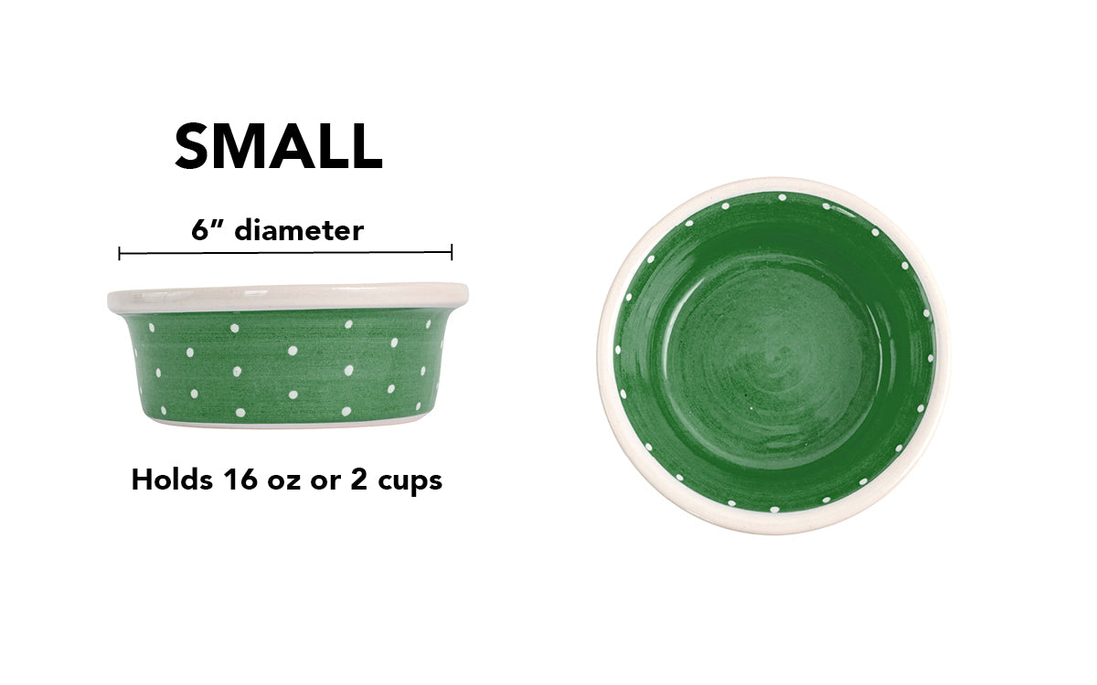 Polka Paws Collection - Handmade Ceramic Pet Bowl with Color and White Polka Dots
