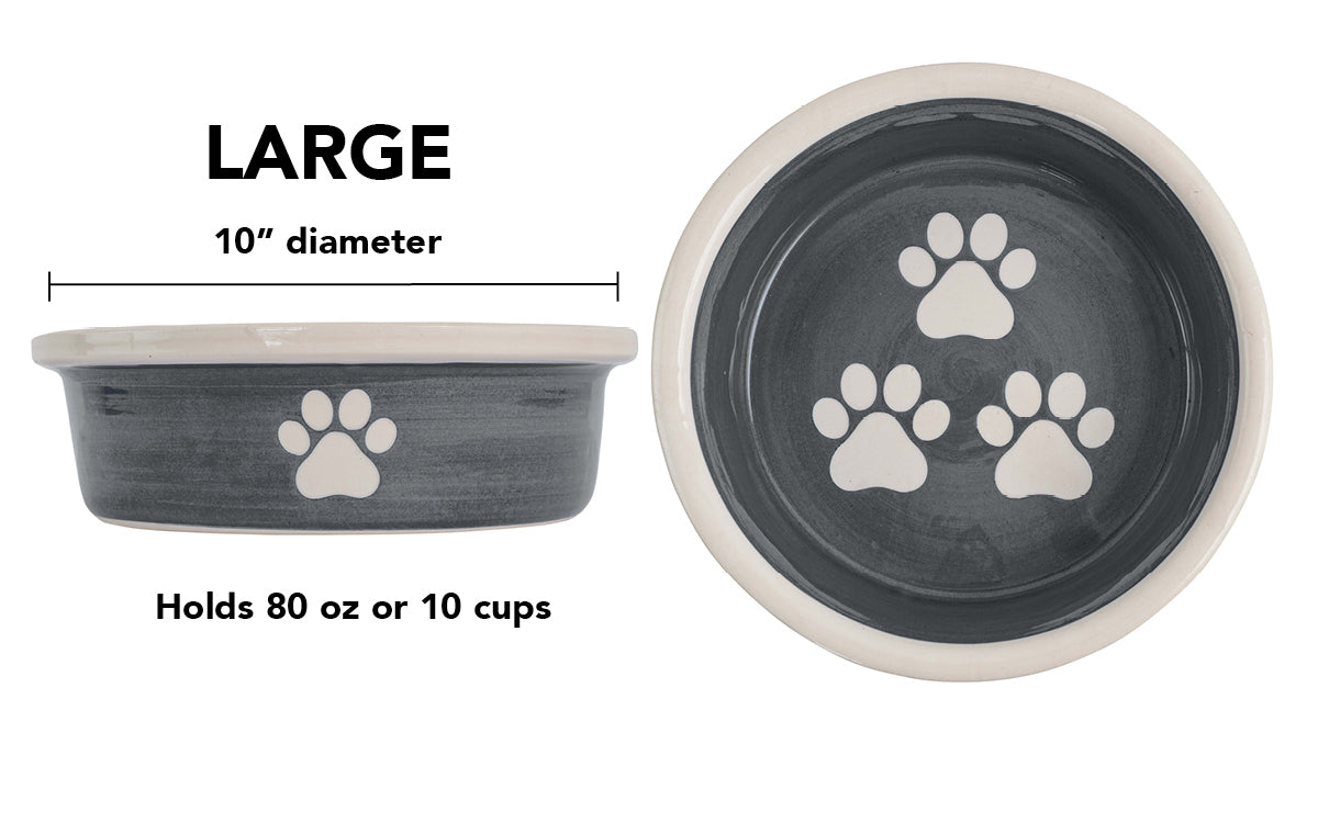 Pawsome Collection - Handmade Ceramic Pet Bowl with Custom Color and White Paw Prints