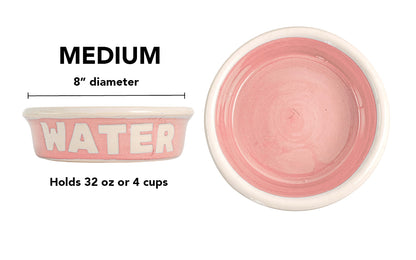 Block Letter Collection (Water) - Handmade Ceramic Pet Bowl with Block Letters