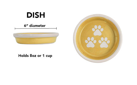 Pawsome Collection - Handmade Ceramic Pet Bowl with Custom Color and White Paw Prints