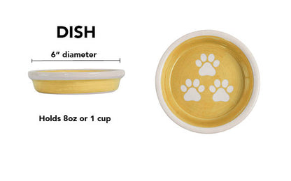 Pawsome Collection - Handmade Ceramic Pet Bowl with Custom Color and White Paw Prints