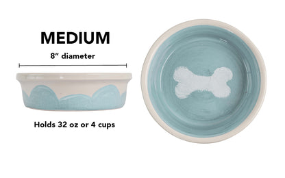 Sky Biscuit Collection - Handmade Ceramic Pet Bowl with Cloudlike Bone Design