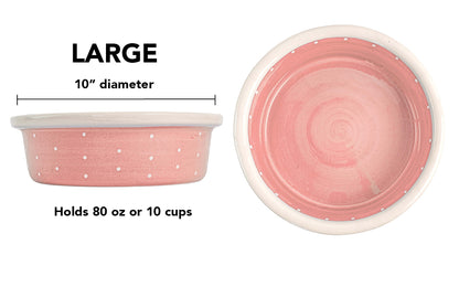 Polka Paws Collection - Handmade Ceramic Pet Bowl with Color and White Polka Dots