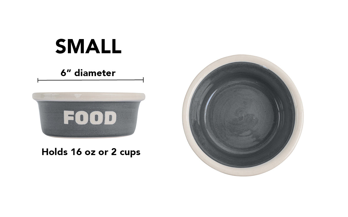 Block Letter Collection (Food) - Handmade Ceramic Pet Bowl with Block Letters