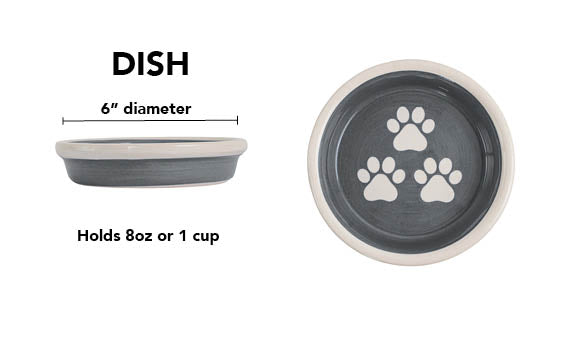 Pawsome Collection - Handmade Ceramic Pet Bowl with Custom Color and White Paw Prints
