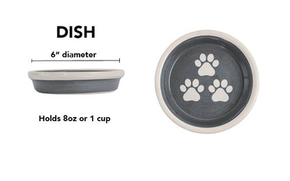 Pawsome Collection - Handmade Ceramic Pet Bowl with Custom Color and White Paw Prints